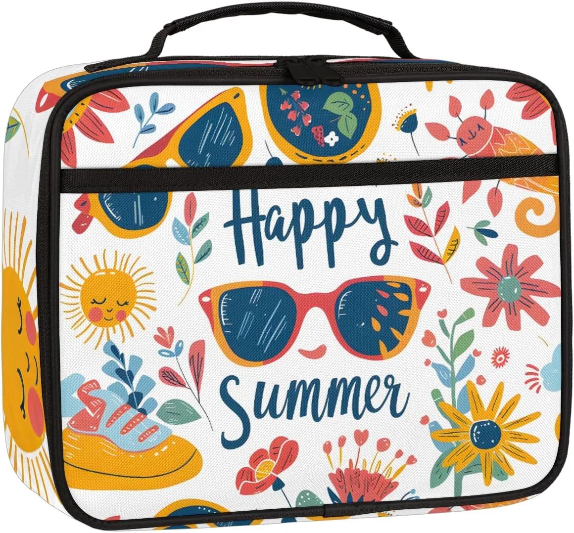 Sand Vacation Square Lunch Bag Vacation Square Tote Lunch Bag Reusable Lunch Box Leakproof Cooler Bag