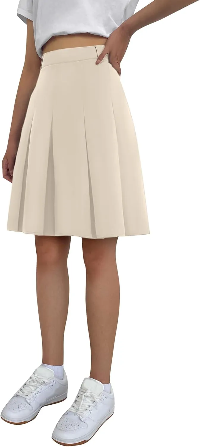 SANGTREE Women Knee Length Pleated Skirts, Girl Midi Long High Waisted Skirt, 6 Years - US 4XL