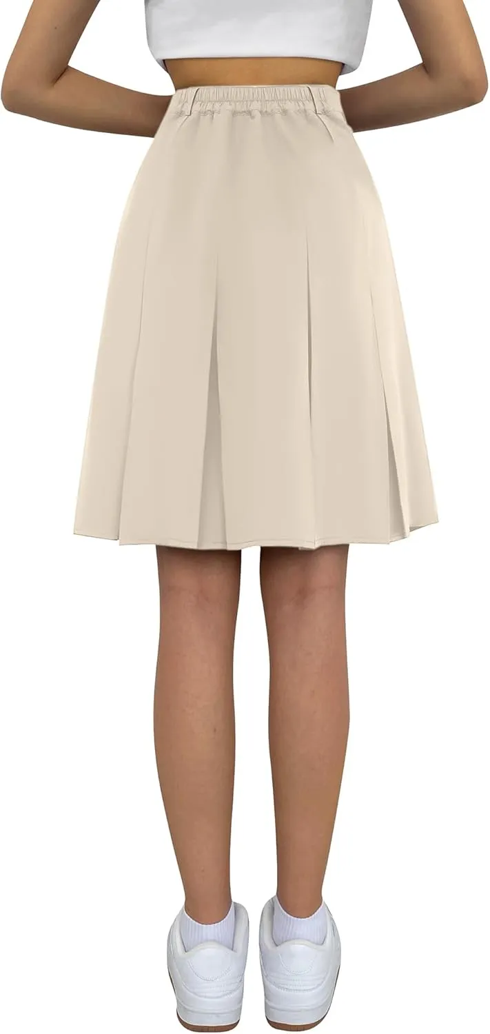 SANGTREE Women Knee Length Pleated Skirts, Girl Midi Long High Waisted Skirt, 6 Years - US 4XL