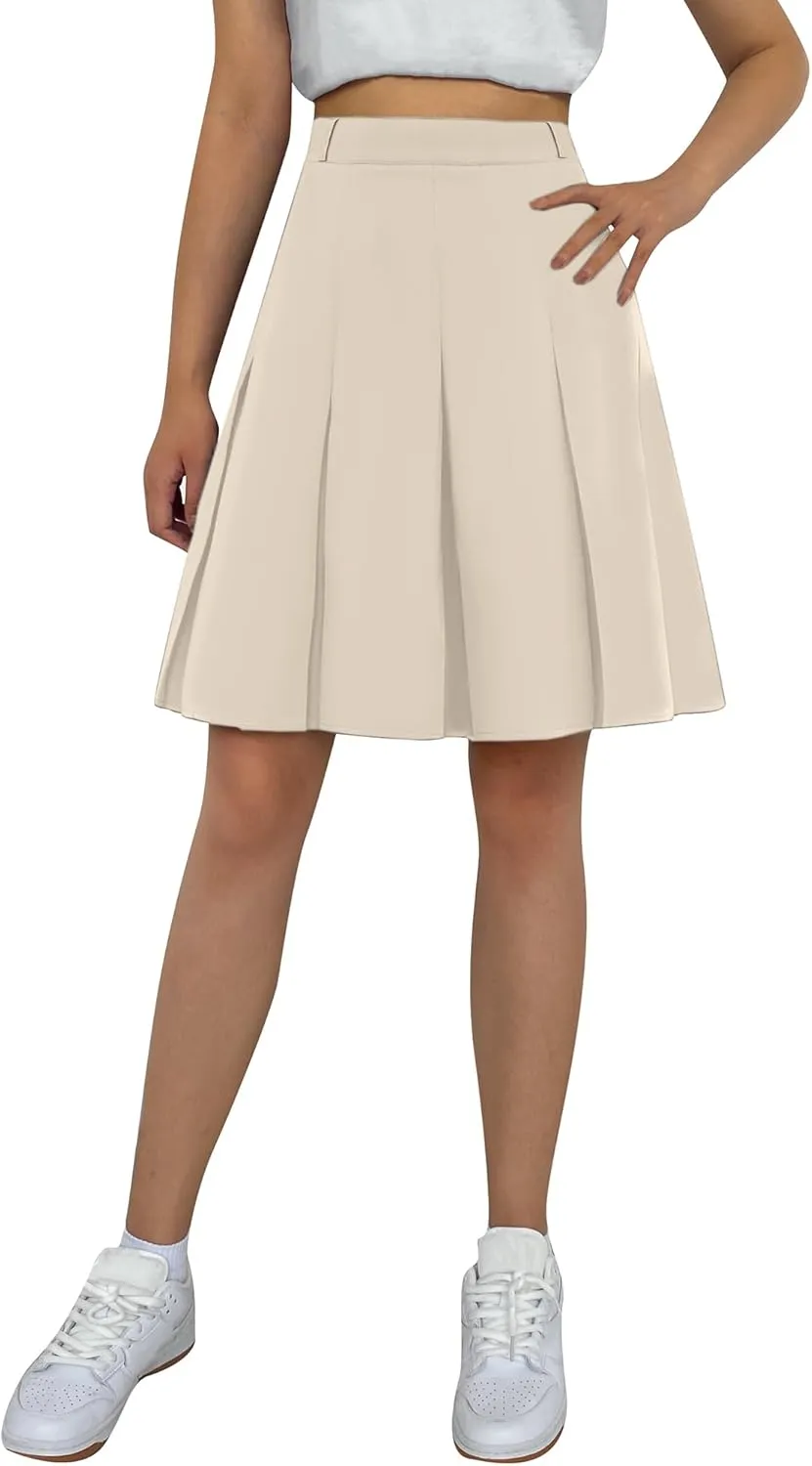 SANGTREE Women Knee Length Pleated Skirts, Girl Midi Long High Waisted Skirt, 6 Years - US 4XL