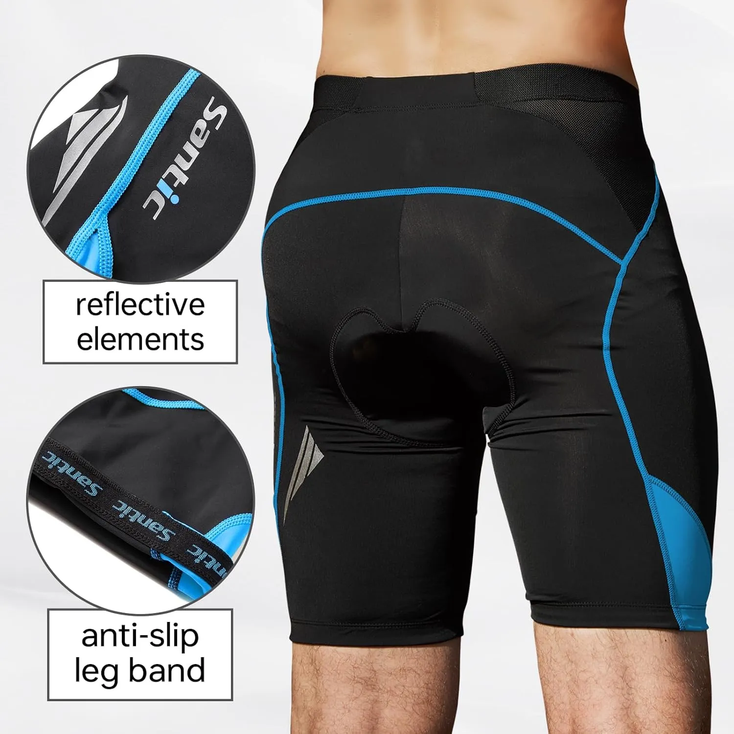 Santic Men's Cycling Shorts Padded Bicycle Riding Pants Bike Biking Clothes Cycle Wear Tights