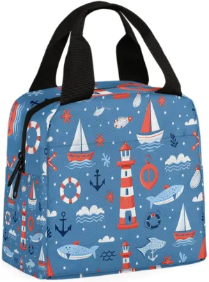Sea Lighthouse Lunch Bag Lighthouse Tote Lunch Bag Reusable Lunch Box Leakproof Cooler Bag