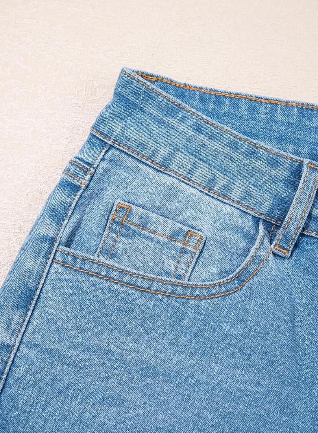 Sidefeel Women's Wide Leg Jeans High Waisted Stretchy Baggy Raw Hem Button Denim Pants