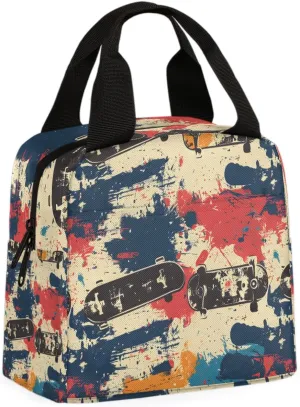 Skateboarding Lunch Bag Skateboarding Sports Tote Lunch Bag Reusable Lunch Box Leakproof Cooler Bag