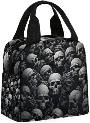 Skull Skeleton Lunch Bag Horror Skull Tote Lunch Bag Reusable Lunch Box Leakproof Cooler Bag