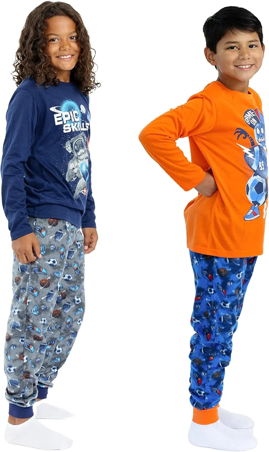 Sleep On It Boys Fleece Pajama Set Soft Kids Sleepwear Long Sleeve Tops & Pants Warm Boys PJs Sizes 4-14