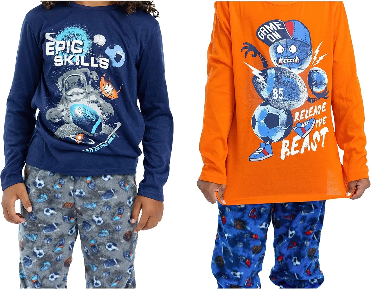 Sleep On It Boys Fleece Pajama Set Soft Kids Sleepwear Long Sleeve Tops & Pants Warm Boys PJs Sizes 4-14