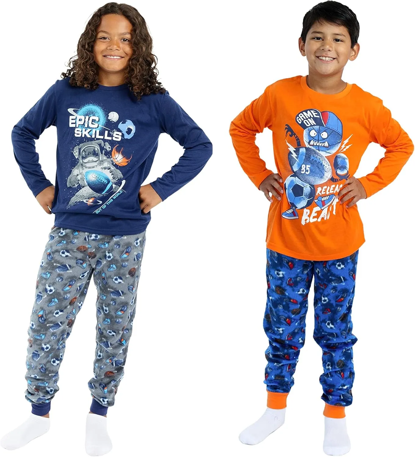 Sleep On It Boys Fleece Pajama Set Soft Kids Sleepwear Long Sleeve Tops & Pants Warm Boys PJs Sizes 4-14