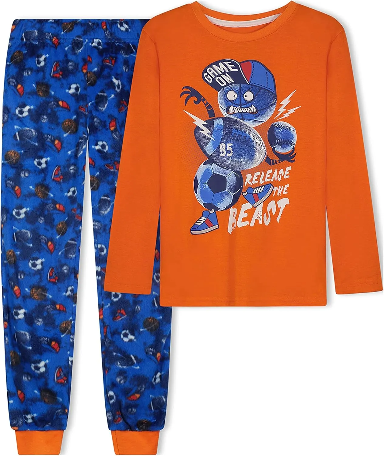 Sleep On It Boys Fleece Pajama Set Soft Kids Sleepwear Long Sleeve Tops & Pants Warm Boys PJs Sizes 4-14