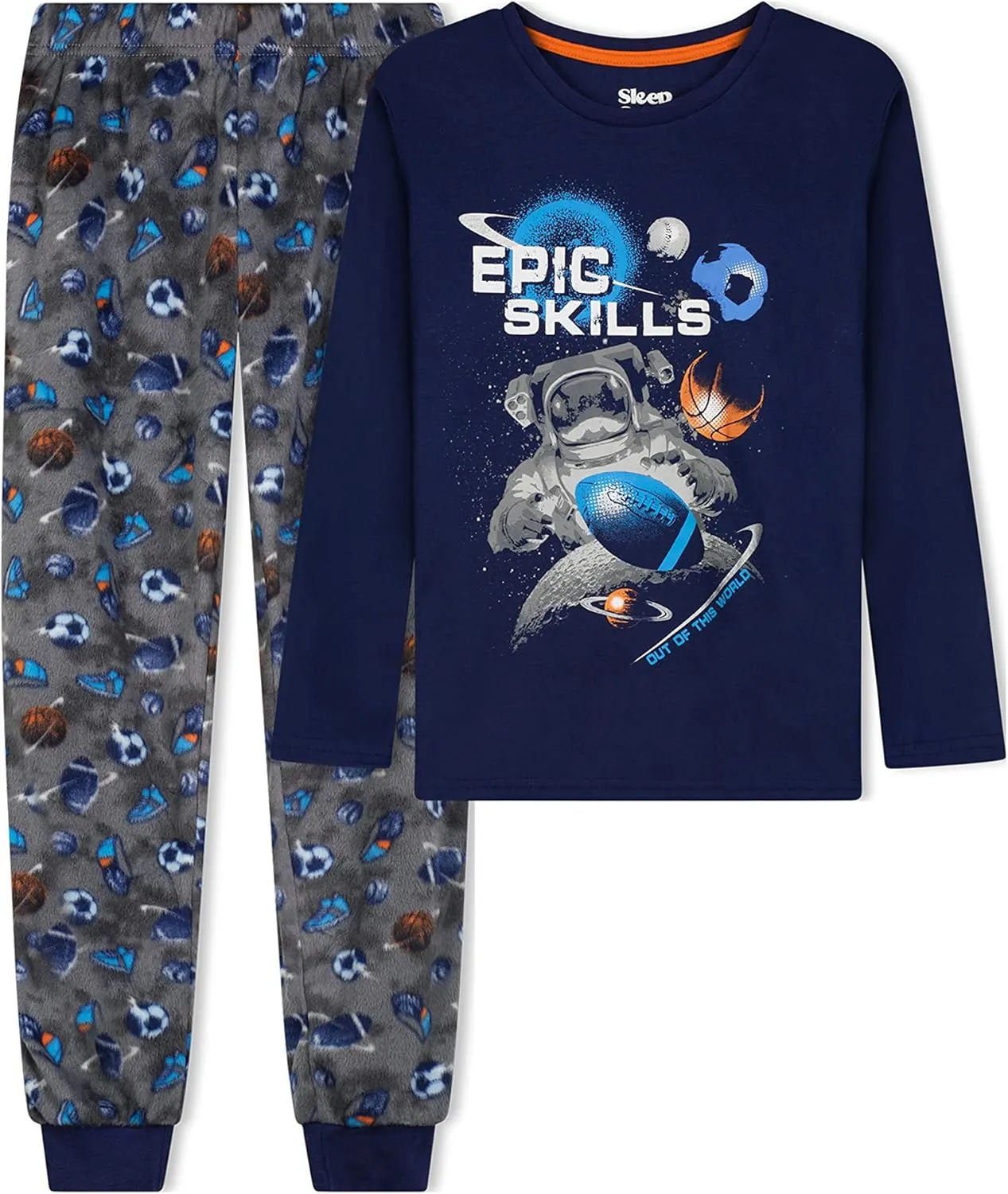 Sleep On It Boys Fleece Pajama Set Soft Kids Sleepwear Long Sleeve Tops & Pants Warm Boys PJs Sizes 4-14
