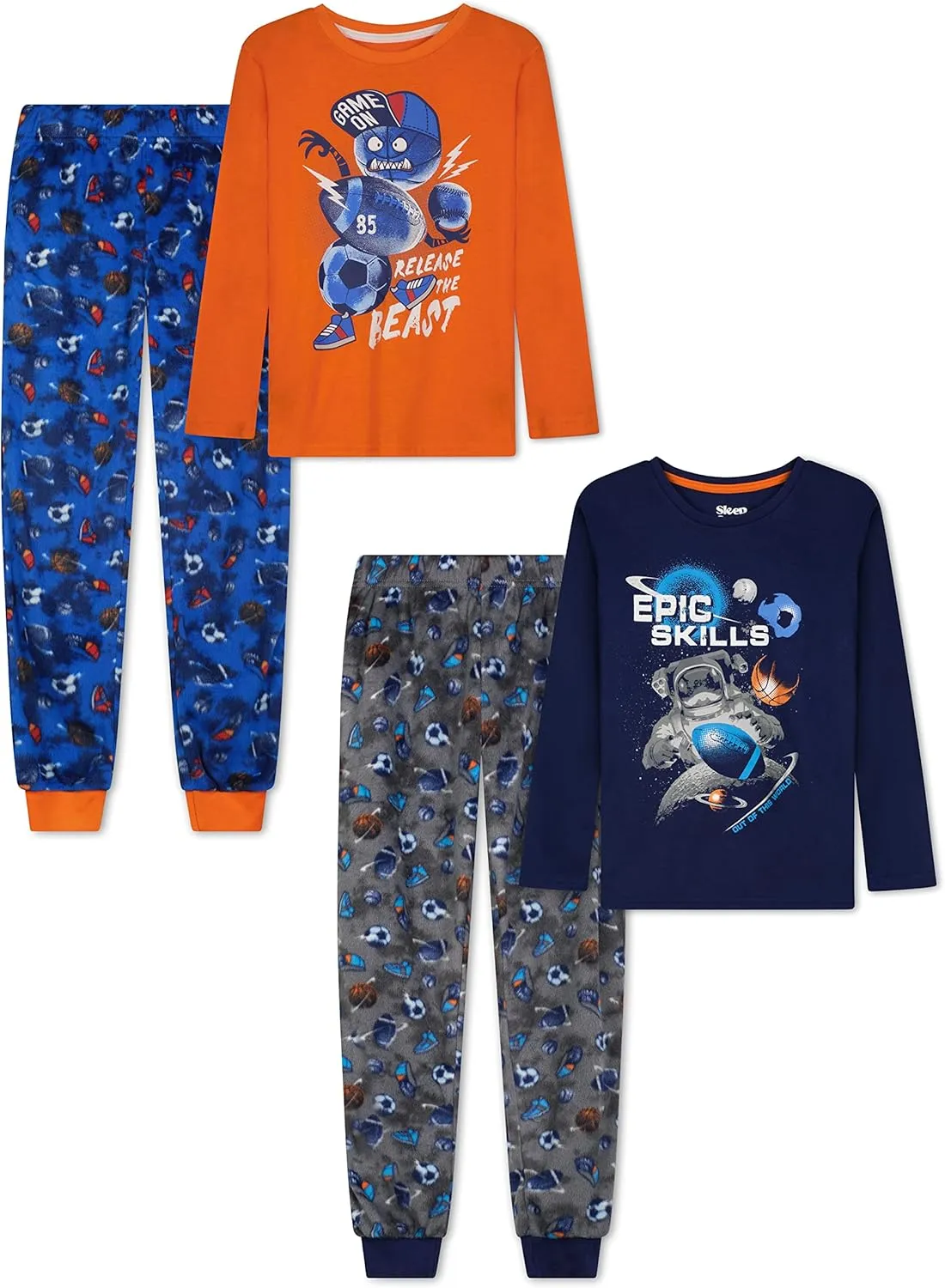 Sleep On It Boys Fleece Pajama Set Soft Kids Sleepwear Long Sleeve Tops & Pants Warm Boys PJs Sizes 4-14