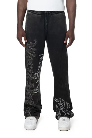 Smoke Rise - Rhinestone Dystopia Fleece Stacked Pants (Black)