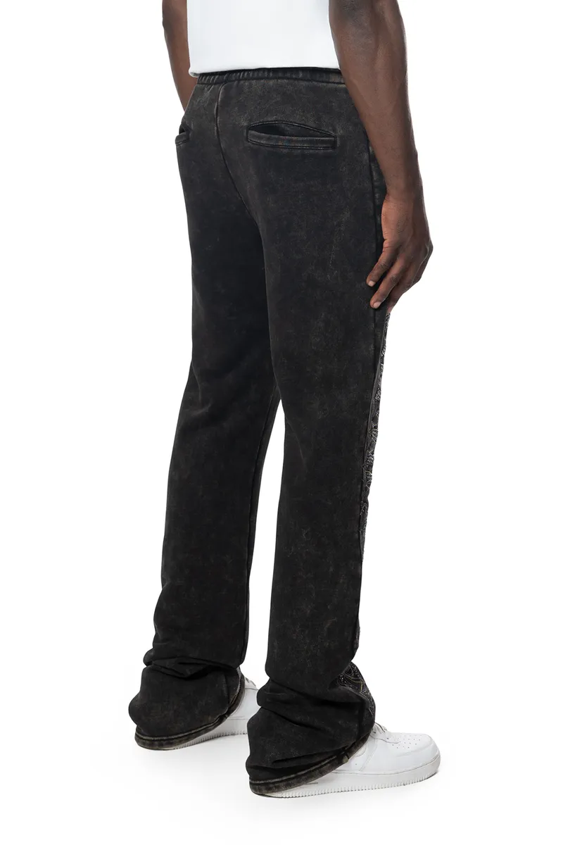 Smoke Rise - Rhinestone Dystopia Fleece Stacked Pants (Black)