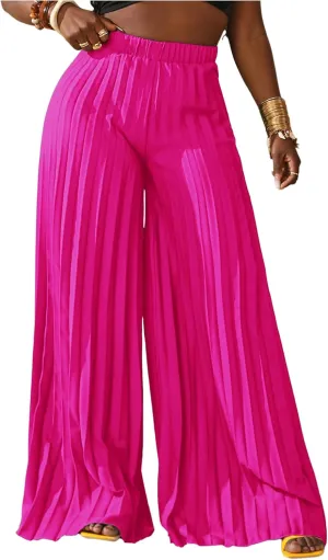 SOLY HUX Women's Wide Leg Palazzo Pleated Pants High Waisted Flowy Loose Dressy Casual Long Trousers
