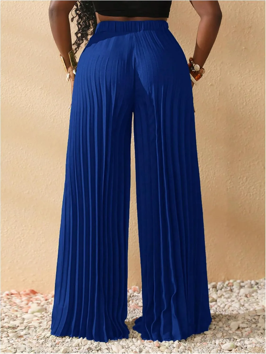 SOLY HUX Women's Wide Leg Palazzo Pleated Pants High Waisted Flowy Loose Dressy Casual Long Trousers