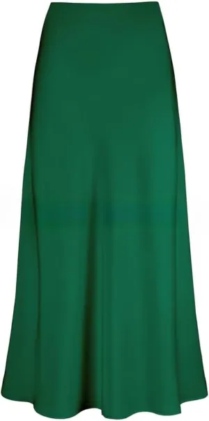Sorrica Womens Elegant Satin Skirt High Waisted Cocktail Party Wedding Mermaid Hem Satin Maxi Skirts