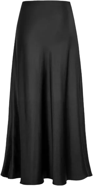Sorrica Womens Elegant Satin Skirt High Waisted Cocktail Party Wedding Mermaid Hem Satin Maxi Skirts