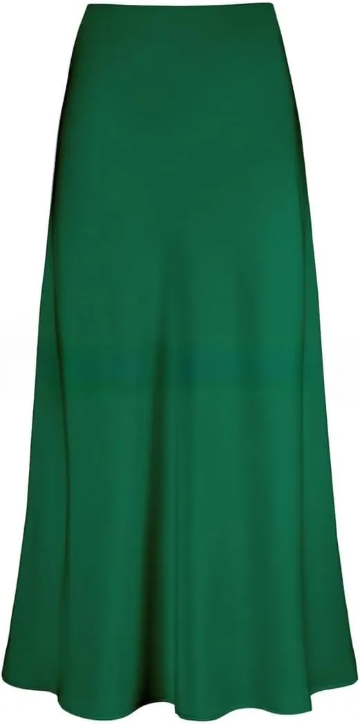 Sorrica Womens Elegant Satin Skirt High Waisted Cocktail Party Wedding Mermaid Hem Satin Maxi Skirts