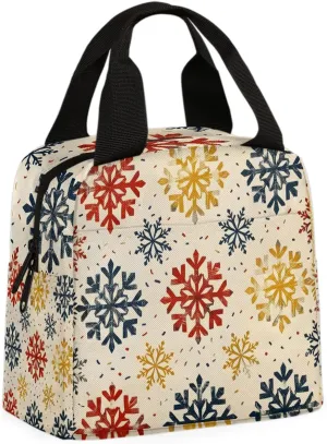 Sparkle Snowflake Lunch Bag Snowflake Snow Tote Lunch Bag Reusable Lunch Box Leakproof Cooler Bag