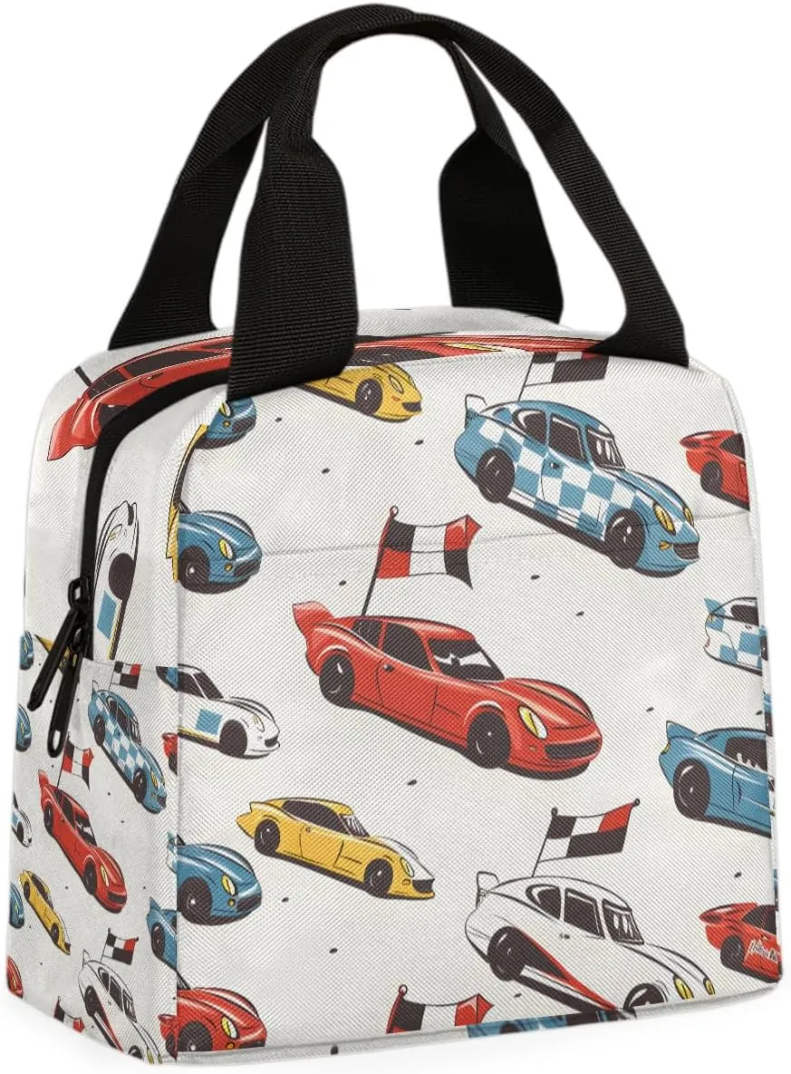 Sports Car Lunch Bag Race Car Tote Lunch Bag Reusable Lunch Box Leakproof Cooler Bag