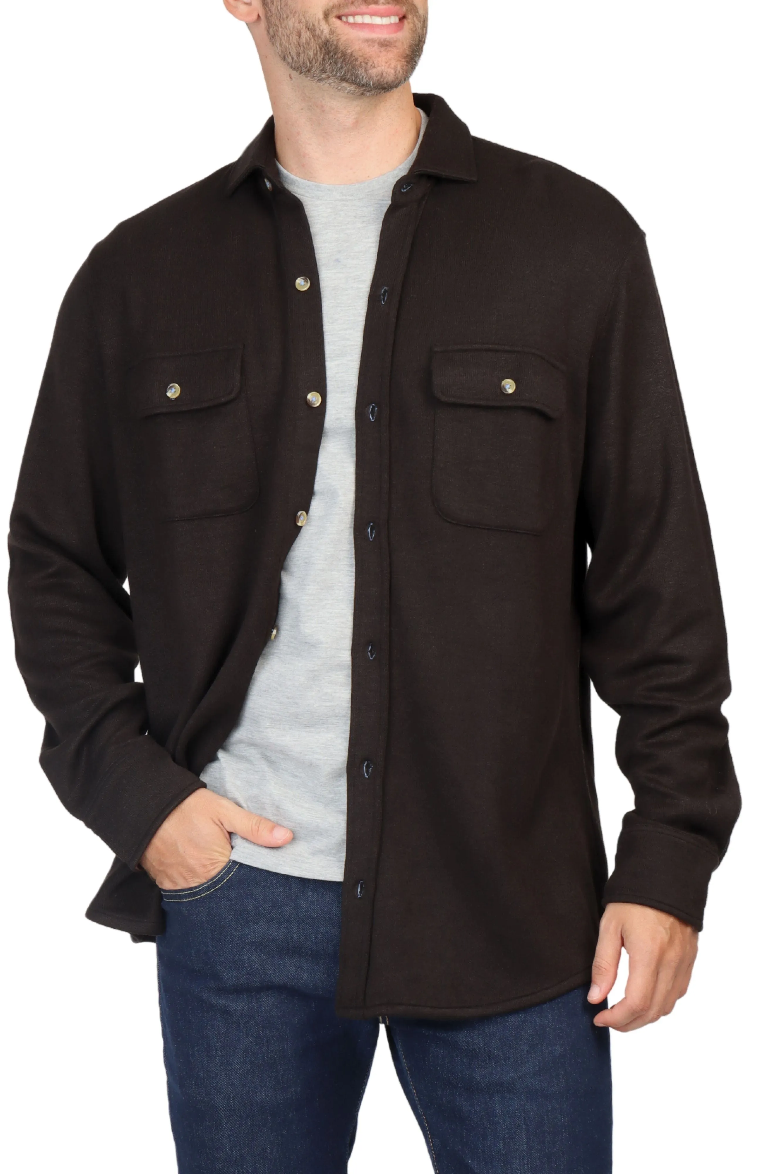 Suede Cuff Solid Sweater Shirt