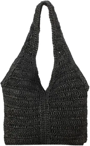 Summer Beach Straw Bag for Women Handmade Crochet Straw Shoulder Bag Purse Carryall Woven Hobo Bag Vacation