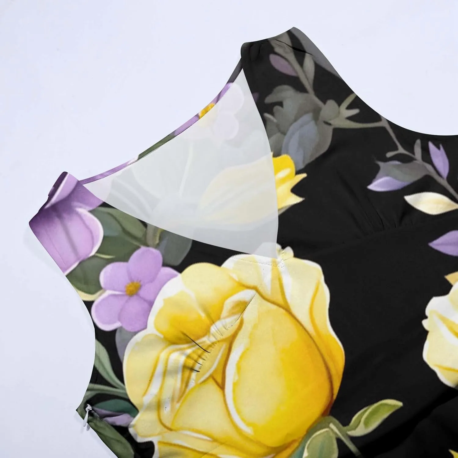 Sun Dresses for Women, Graphic Print Flowy Beach Dress, Spring Summer Casual Elegant Wrap V Neck Sleeveless Maxi Dresses