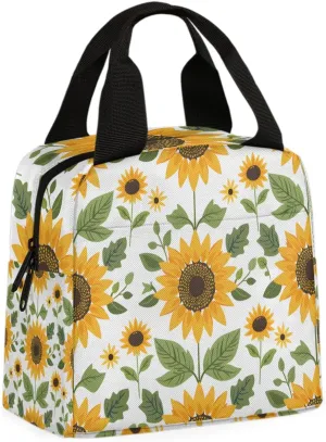 Sunflowers Floral Lunch Bag Yellow Sunflower Tote Lunch Bag Reusable Lunch Box Leakproof Cooler Bag