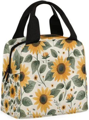 Sunflowers Flower Lunch Bag Sunflowers Tote Lunch Bag Reusable Lunch Box Leakproof Cooler Bag