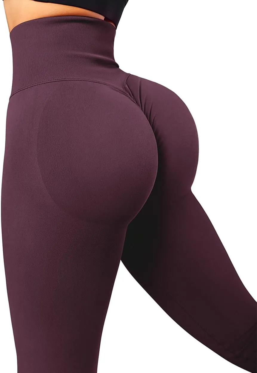 SUUKSESS Women Crossover Seamless Leggings Butt Lifting High Waisted Workout Yoga Pants