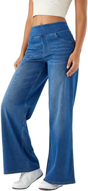 Sweatpant Jeans for Women High Waisted Wide Leg Tummy Control Pants Straight Trendy Summer 2025 Palazzo Y2k Trousers
