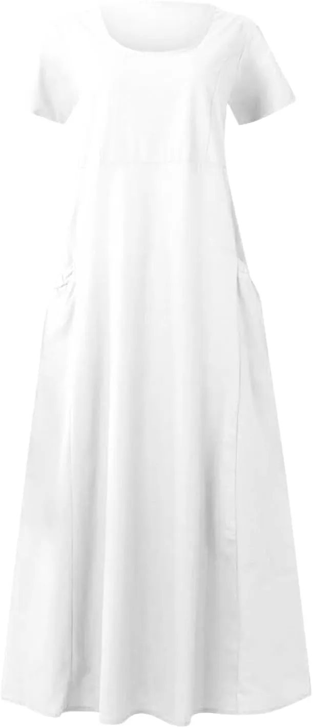TARIENDY Maxi Dresses for Women 2025 Summer Casual Sundress Loose Comfy Short Sleeve Dress Lounge Beach Dress with Pockets