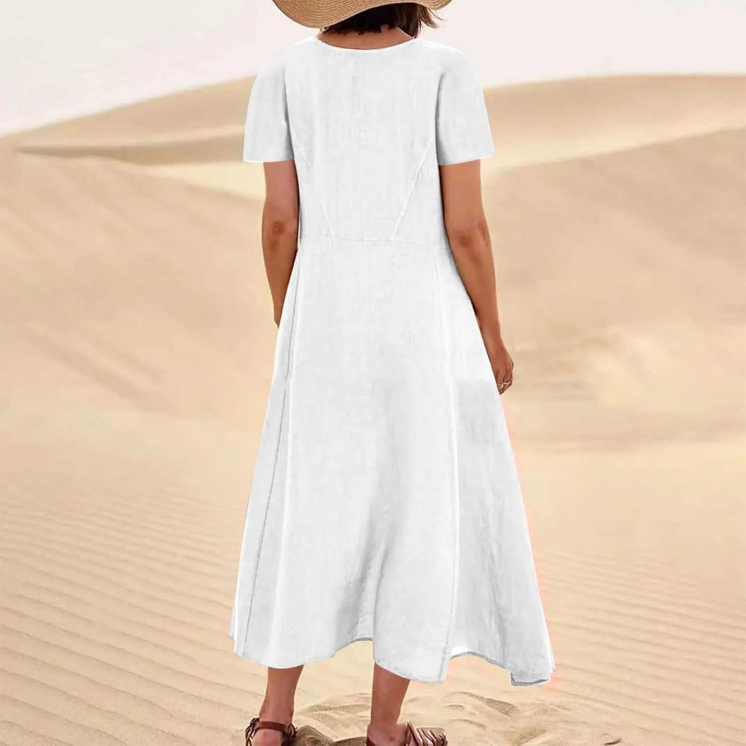 TARIENDY Maxi Dresses for Women 2025 Summer Casual Sundress Loose Comfy Short Sleeve Dress Lounge Beach Dress with Pockets