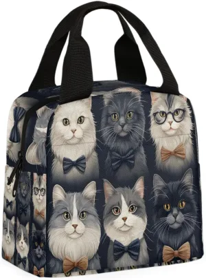 Tie Tie Cat Lunch Bag Old Cat Tote Lunch Bag Reusable Lunch Box Leakproof Cooler Bag
