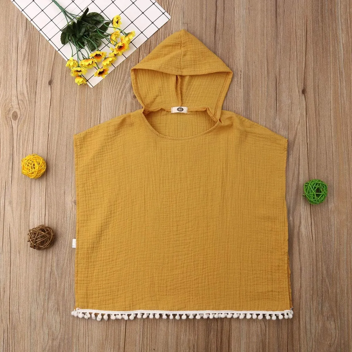 Toddler Kids Baby Girl Boy Boho Summer Clothes Tassel Hooded Dress Cape Beach Cover Up Tops Cloak Poncho Outfits