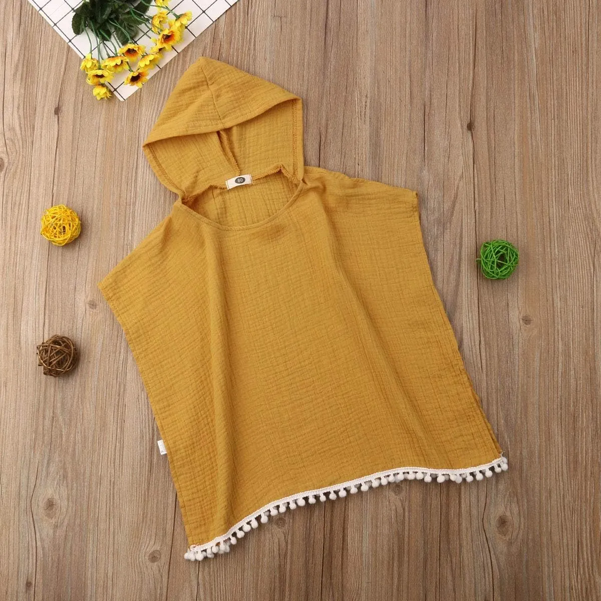 Toddler Kids Baby Girl Boy Boho Summer Clothes Tassel Hooded Dress Cape Beach Cover Up Tops Cloak Poncho Outfits