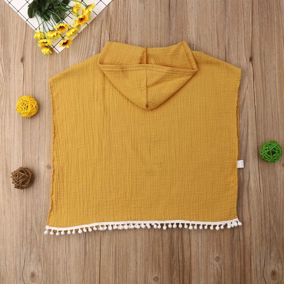 Toddler Kids Baby Girl Boy Boho Summer Clothes Tassel Hooded Dress Cape Beach Cover Up Tops Cloak Poncho Outfits