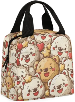 Toy Bears Lunch Bag Cartoon Bear Tote Lunch Bag Reusable Lunch Box Leakproof Cooler Bag