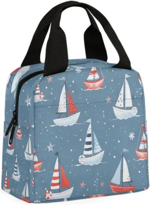 Transportation - Boats (6) Lunch Bag Tote Lunch Bag Reusable Lunch Box Leakproof Cooler Bag