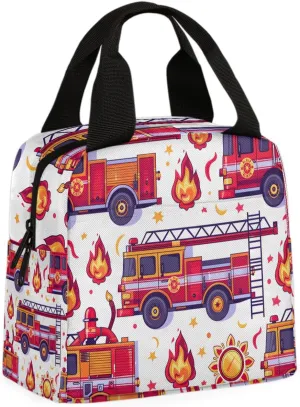 Transportation - Fire Truck Lunch Bag Red Fire Truck Tote Lunch Bag Reusable Lunch Box Leakproof Cooler Bag