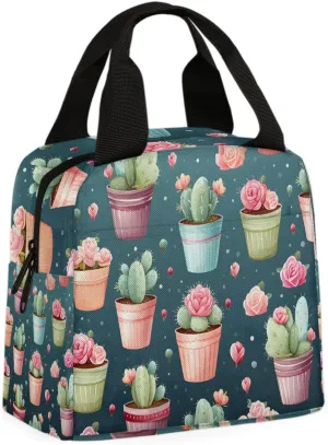 Tropical Cactu Lunch Bag Cactu Tote Lunch Bag Reusable Lunch Box Leakproof Cooler Bag