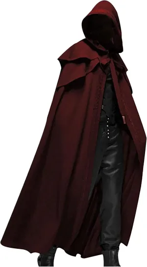 tuduoms Unisex Mens Medieval Cape Cloak with Hood Renaissance Costuems Halloween Cosplay Knight Tunic Gothic Witch Party Cape
