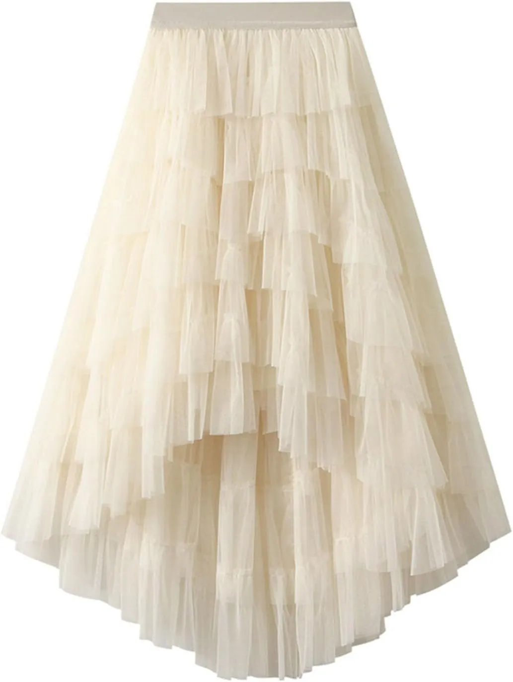Tulle Skirt for Women High Waist Skirt Elegant Flared A Line Midi Skirt Casual Mesh Pleated Prom Wedding Cocktail Party Skirt