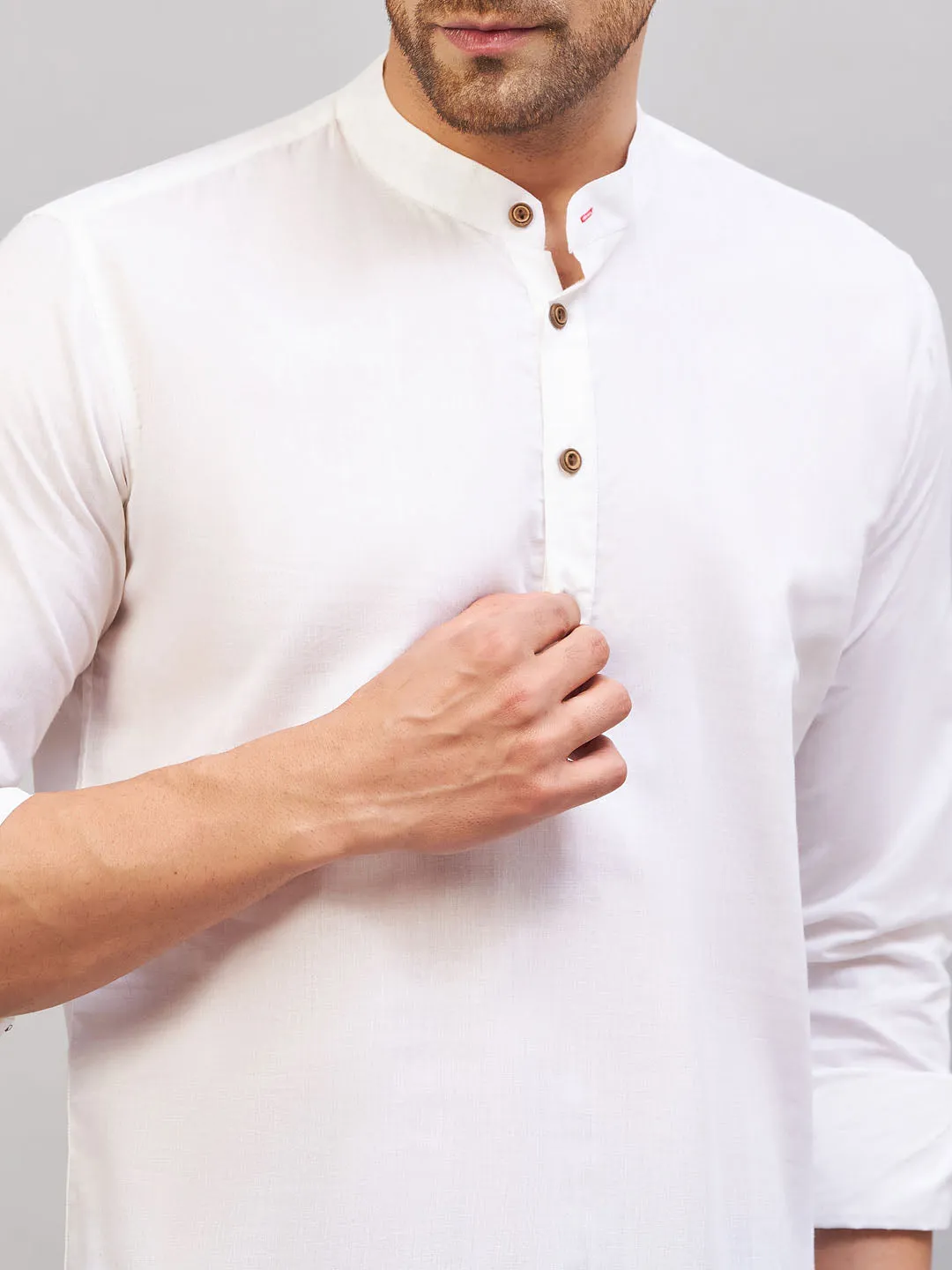 VASTRAMAY Men's Cream Cotton Kurta