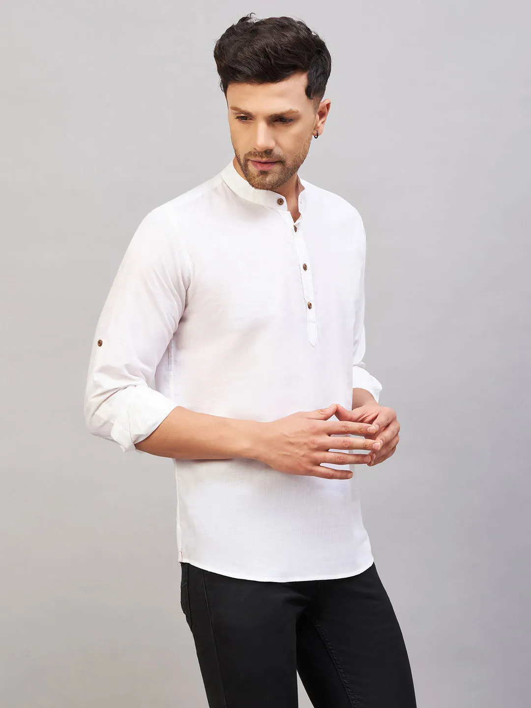 VASTRAMAY Men's Cream Cotton Kurta