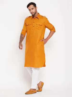 VASTRAMAY Rust Pathani Suit With White Pant
