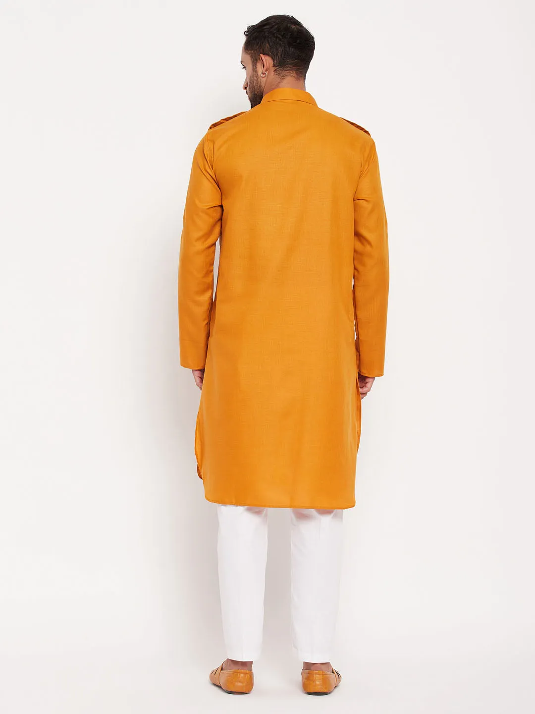 VASTRAMAY Rust Pathani Suit With White Pant