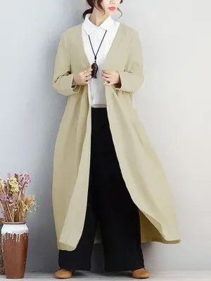Vintage Pure Color Coats For Women