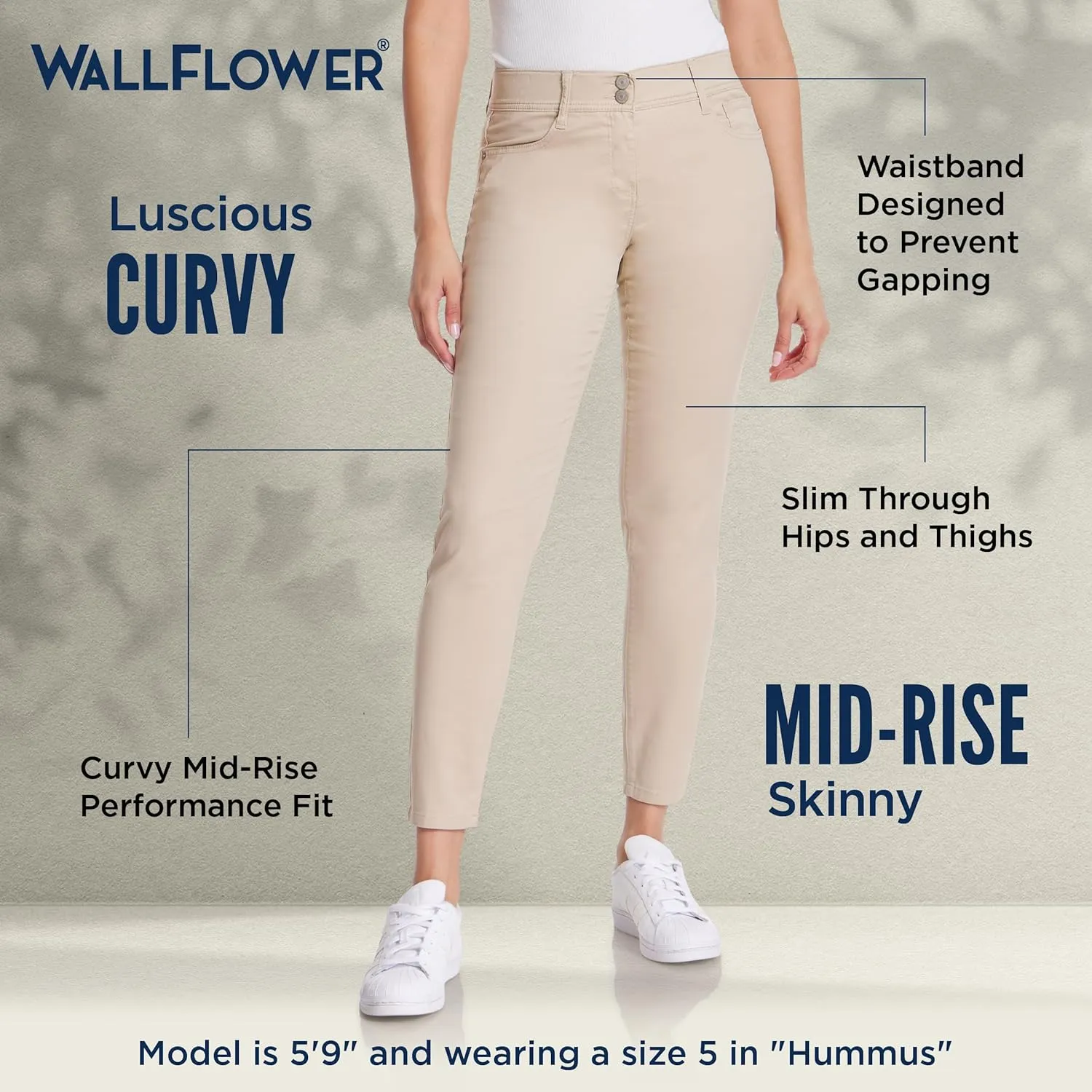 WallFlower Women's Luscious Curvy Uniform Skinny Mid-Rise Juniors Pants