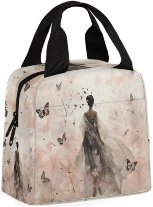 Watercolor Butterfly Lunch Bag Beautiful Butterflys Tote Lunch Bag Reusable Lunch Box Leakproof Cooler Bag